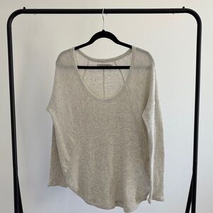 Free People Cream Long Sleeve Knit Top